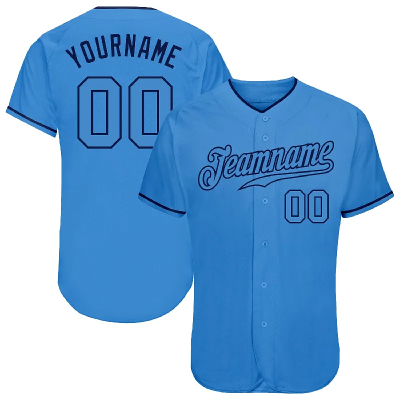 Baseball Jersey with Athletic Fit-Custom Powder Blue Powder Blue-Navy Authentic Baseball Jersey