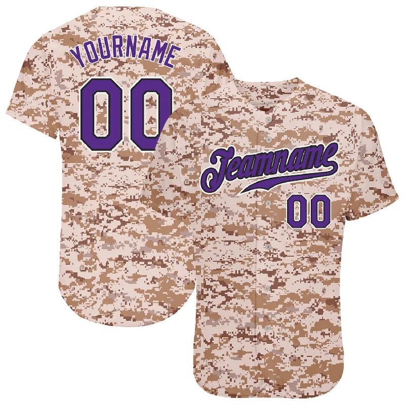 Baseball Jersey for Softball Leagues-Custom Camo Purple-Black Authentic Salute To Service Baseball Jersey