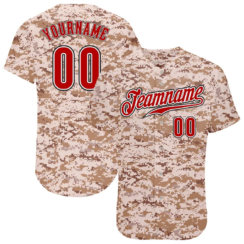 Baseball Jersey for School Clubs-Custom Camo Red-Black Authentic Salute To Service Baseball Jersey