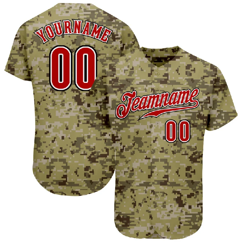 Baseball Jersey for College Baseball-Custom Camo Red-Black Authentic Salute To Service Baseball Jersey