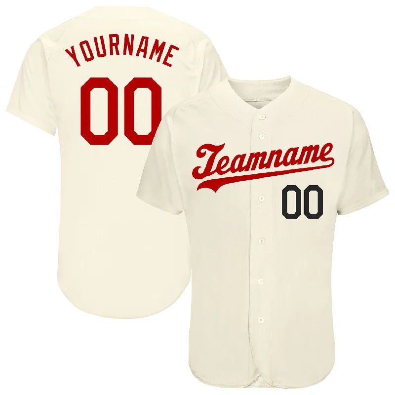 Retro Baseball Jersey-Custom Cream Red-Black Authentic Baseball Jersey