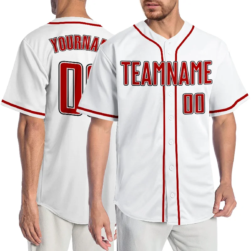 Baseball Jersey for Fan Gatherings-Custom White Red-Black Authentic Baseball Jersey