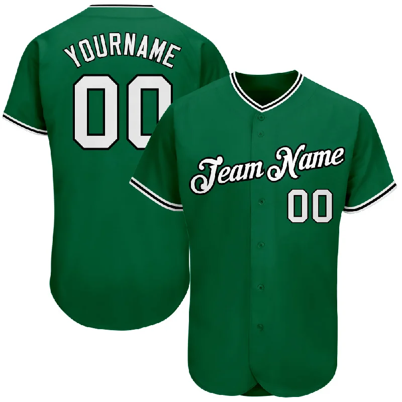 Baseball Jersey with Team Logo-Custom Kelly Green White-Black Authentic Baseball Jersey