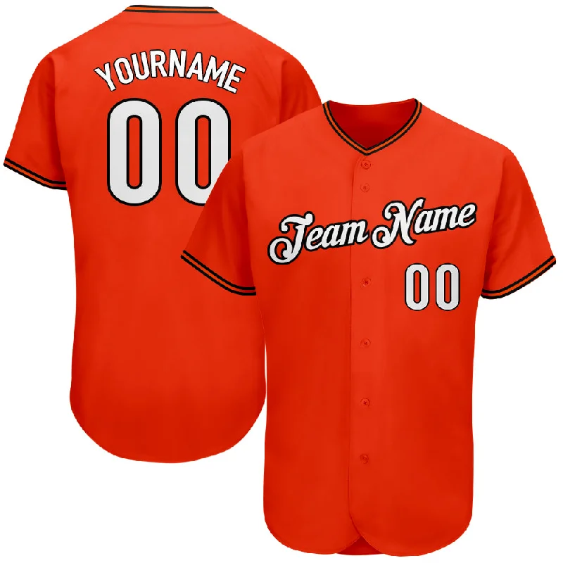 Personalized Baseball Jersey for Men-Custom Orange White-Black Authentic Baseball Jersey