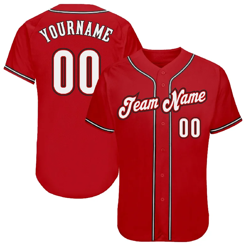 Baseball Jersey with Soft Fabric-Custom Red White-Black Authentic Baseball Jersey