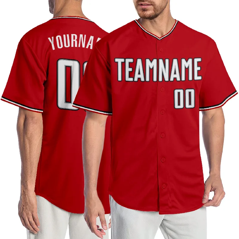 Vintage Baseball Jersey-Custom Red White-Black Authentic Baseball Jersey