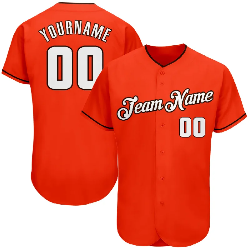 Personalized Baseball Jersey for Women-Custom Orange White-Brown Authentic Baseball Jersey