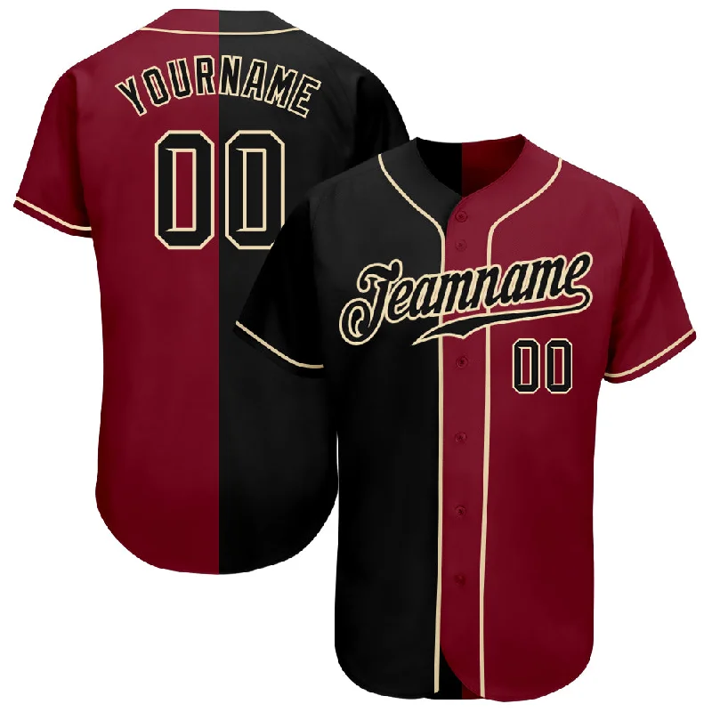 Baseball Jersey for School Events-Custom Crimson Black-Cream Authentic Split Fashion Baseball Jersey