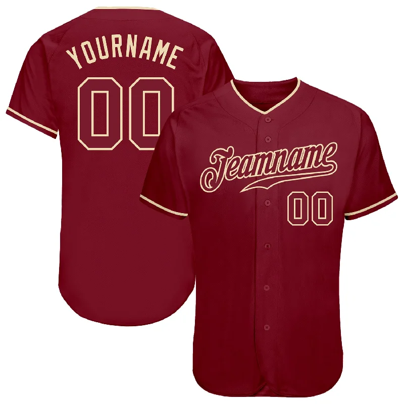 MLB Baseball Jersey-Custom Crimson Crimson-Cream Authentic Baseball Jersey