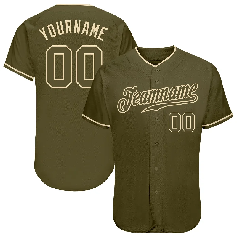 Baseball Jersey for Local League-Custom Olive Olive-Cream Authentic Salute To Service Baseball Jersey