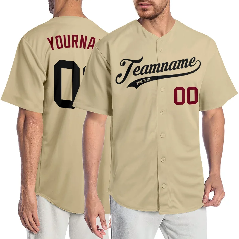 Baseball Jersey for Summer League-Custom Sand Black-Crimson Authentic Baseball Jersey