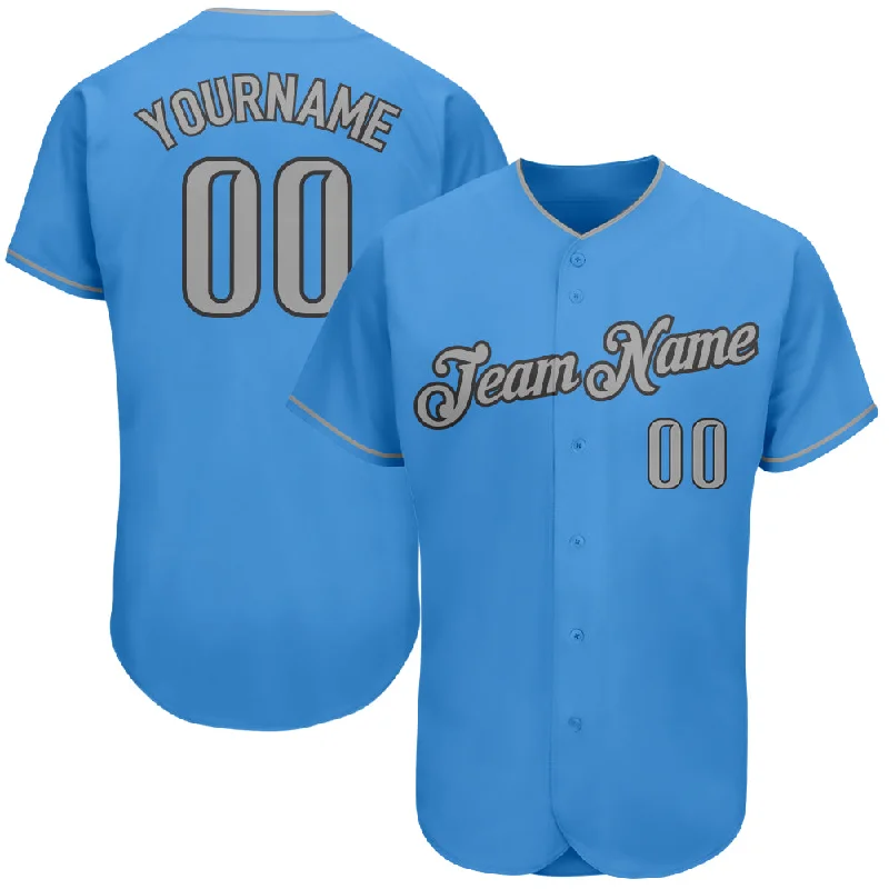 Baseball Jersey for Sale-Custom Powder Blue Gray-Steel Gray Authentic Baseball Jersey