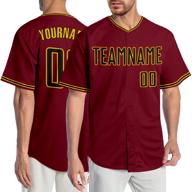 Baseball Jersey for Women-Custom Crimson Black-Gold Authentic Baseball Jersey