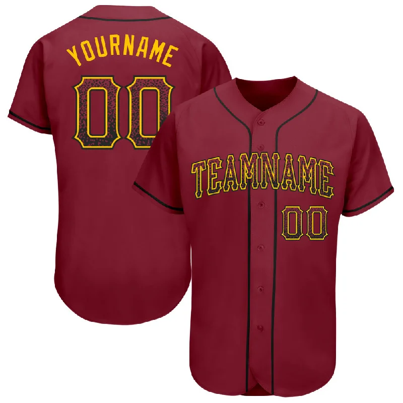 Baseball Jersey for Fall Games-Custom Crimson Black-Gold Authentic Drift Fashion Baseball Jersey