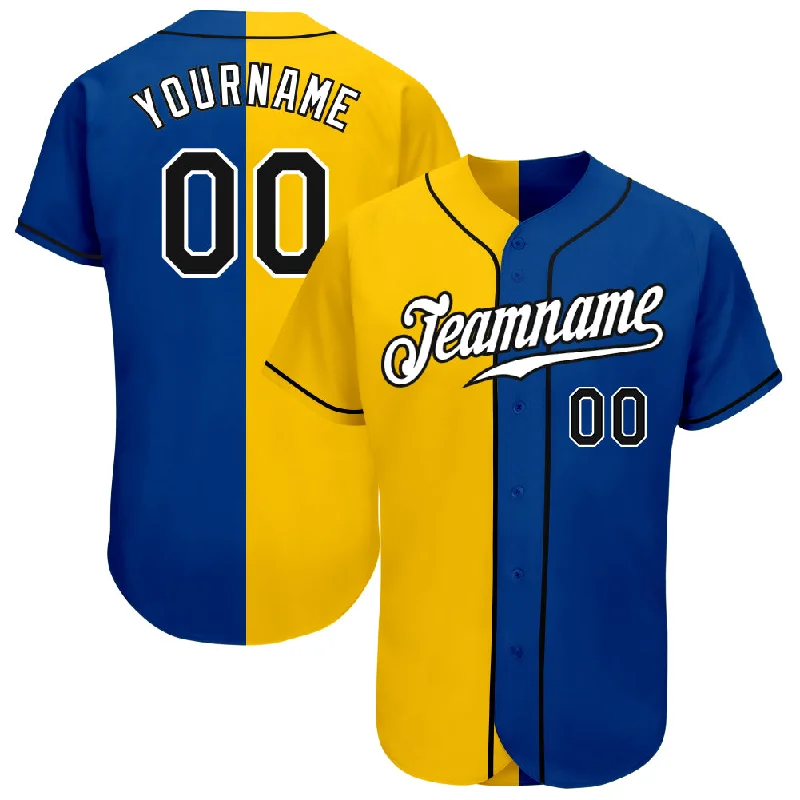 Baseball Jersey with Team Spirit-Custom Royal Black-Yellow Authentic Split Fashion Baseball Jersey