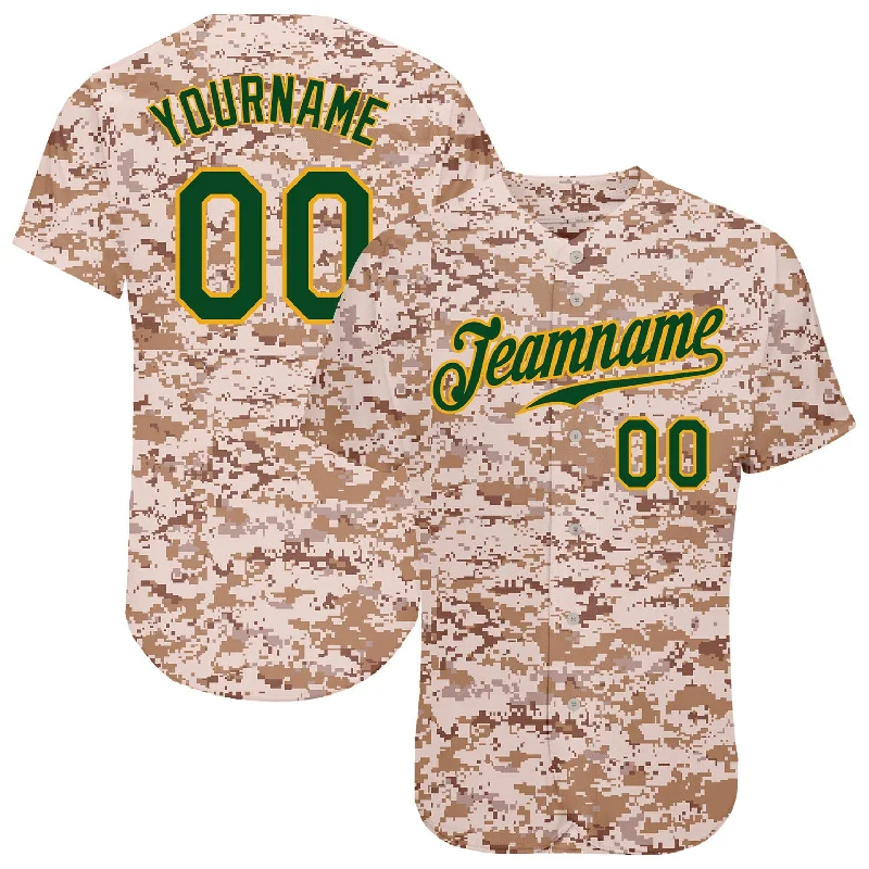 Baseball Jersey for Baseball Merchandise-Custom Camo Green-Gold Authentic Salute To Service Baseball Jersey