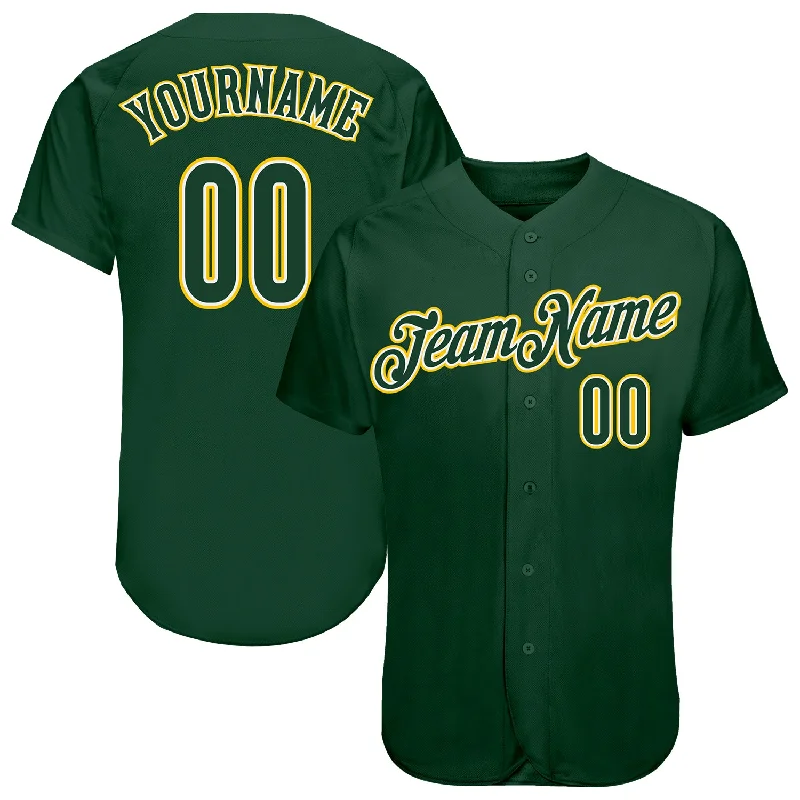 Baseball Jersey with Custom Team Designs-Custom Green Green-Gold Authentic Baseball Jersey