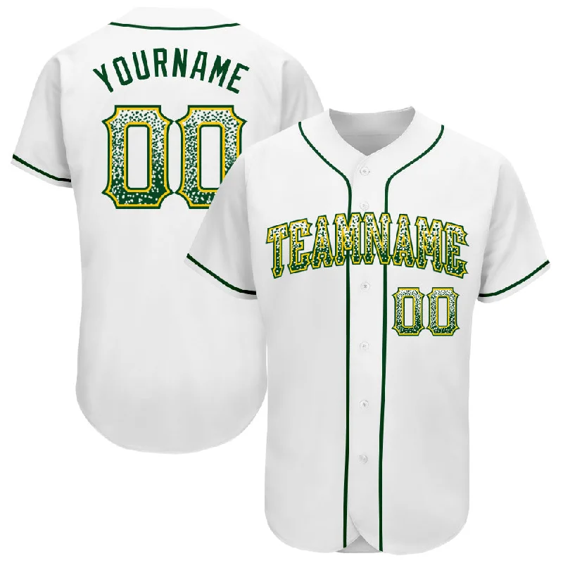 Baseball Jersey with Cool Designs-Custom White Green-Gold Authentic Drift Fashion Baseball Jersey