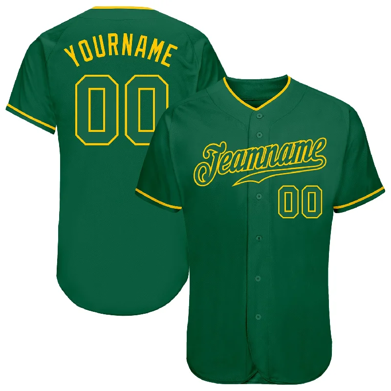 Baseball Jersey with Number-Custom Kelly Green Kelly Green-Gold Authentic Baseball Jersey