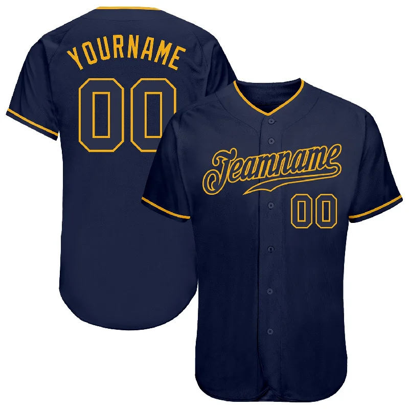 Best Custom Baseball Jersey-Custom Navy Navy-Gold Authentic Baseball Jersey