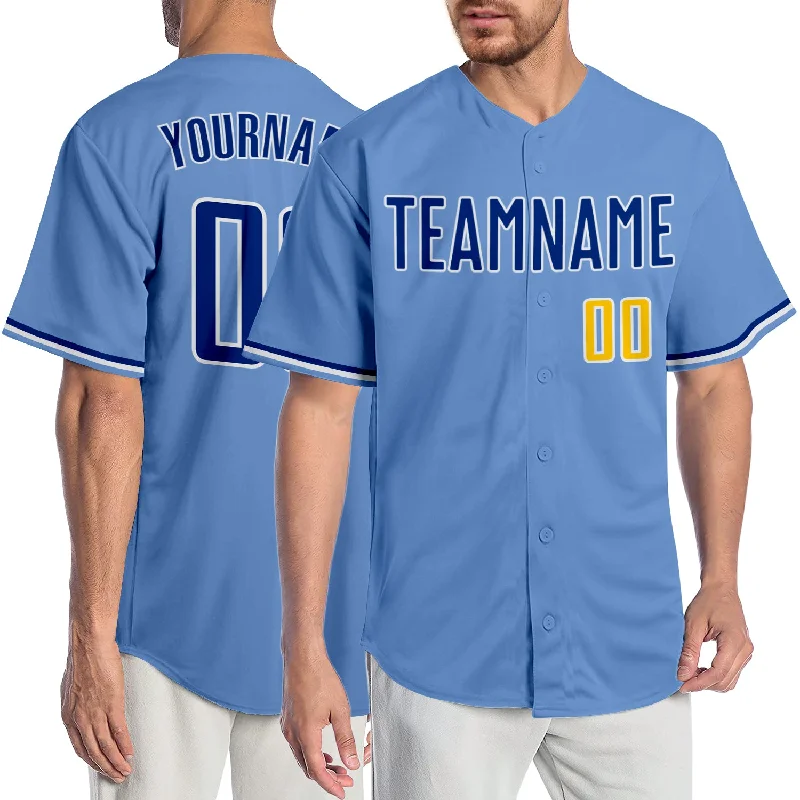 Baseball Jersey for Major League Fans-Custom Light Blue Royal-Gold Authentic Baseball Jersey