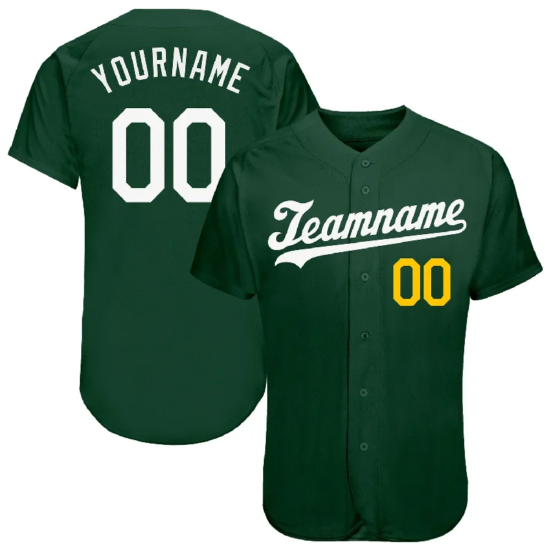 Baseball Jersey for All-Star Teams-Custom Green White-Gold Authentic Baseball Jersey