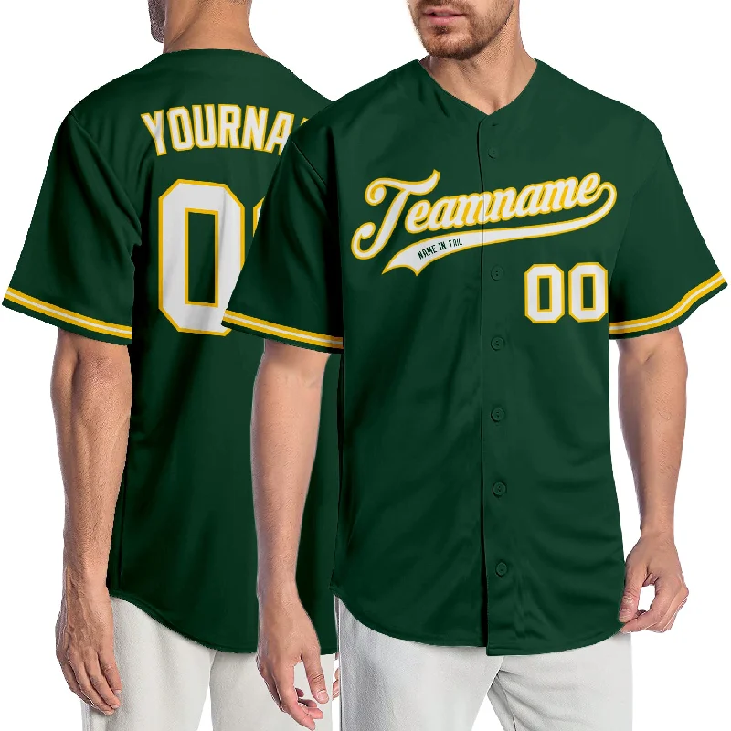 Baseball Jersey for Special Events-Custom Green White-Gold Authentic Baseball Jersey