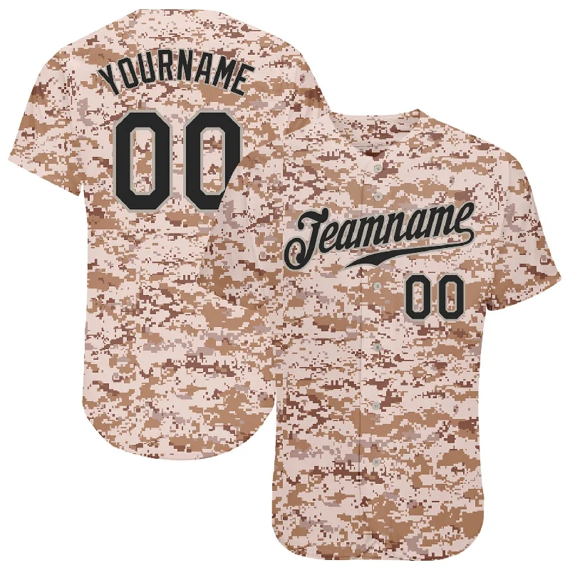 Baseball Jersey with Snap Button-Custom Camo Black-Gray Authentic Salute To Service Baseball Jersey