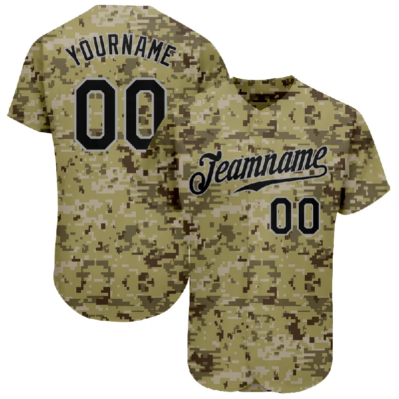 Baseball Jersey with Embroidery Options-Custom Camo Black-Gray Authentic Salute To Service Baseball Jersey