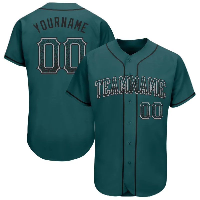 Baseball Jersey for Professional Teams-Custom Midnight Green Black-Gray Authentic Drift Fashion Baseball Jersey