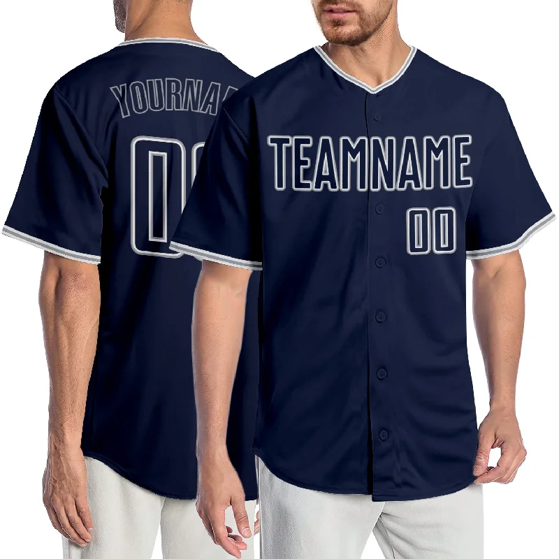 Baseball Jersey with Custom Patterns-Custom Navy Navy-Gray Authentic Baseball Jersey