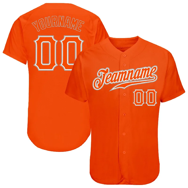 Baseball Jersey with Team Number-Custom Orange Orange-Gray Authentic Baseball Jersey