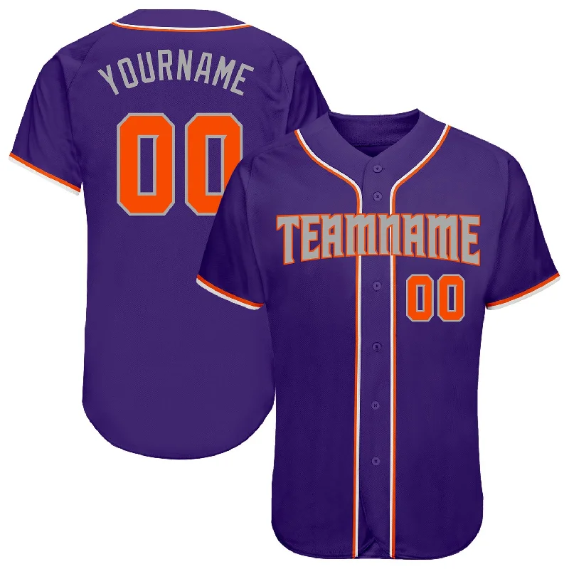 Baseball Jersey with Reversible Design-Custom Purple Orange-Gray Authentic Baseball Jersey