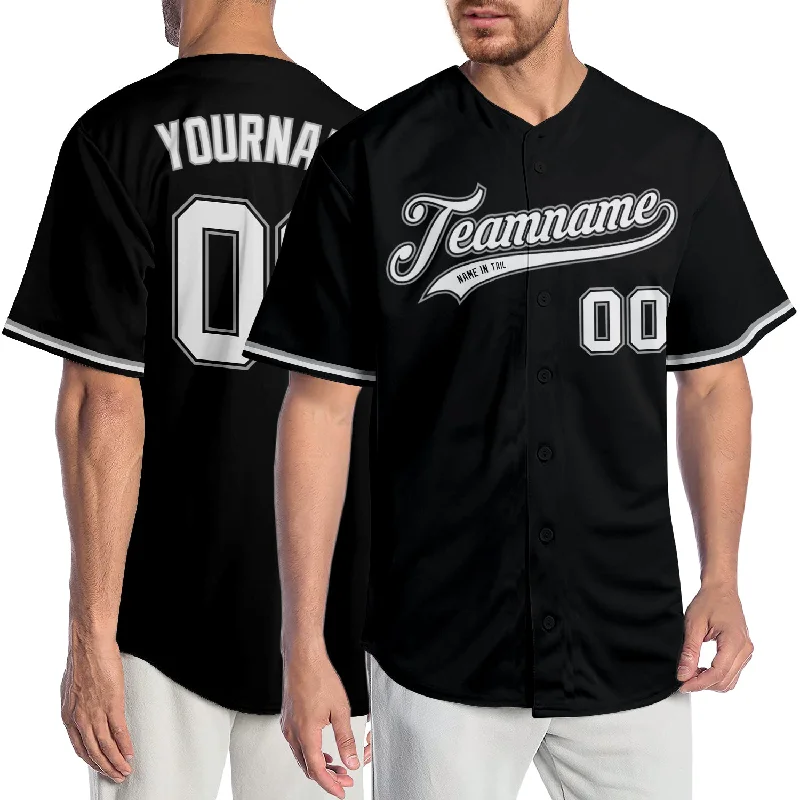 Baseball Jersey Blank-Custom Black White-Gray Authentic Baseball Jersey