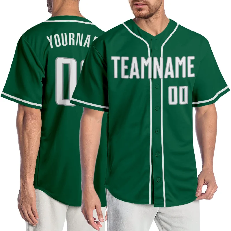 Baseball Jersey for League Players-Custom Kelly Green White-Gray Authentic Baseball Jersey