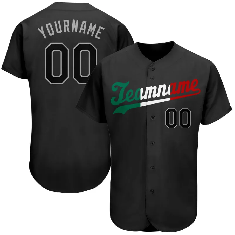 Baseball Jersey with Embroidered Name-Custom Black Black-Kelly Green Authentic Split Fashion Baseball Jersey