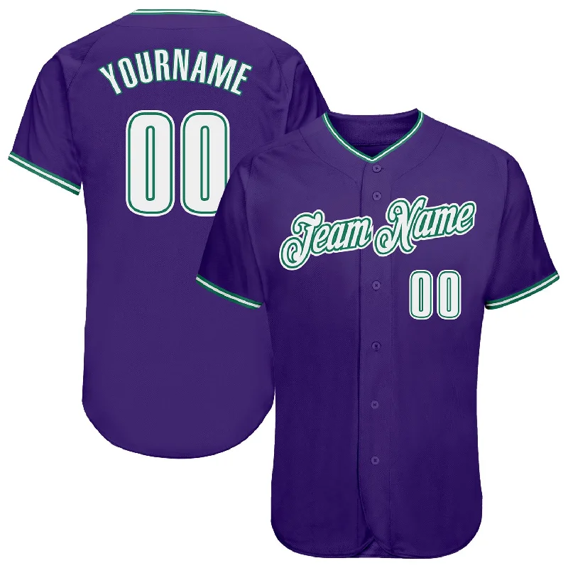 Baseball Jersey for Baseball Parties-Custom Purple White-Kelly Green Authentic Baseball Jersey