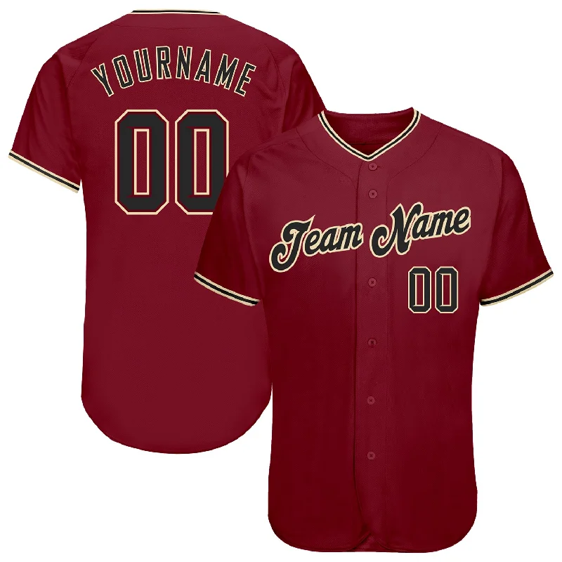 Baseball Jersey for Amateur Teams-Custom Crimson Black-City Cream Authentic Baseball Jersey