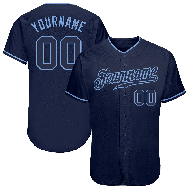 Baseball Jersey with Player Name-Custom Navy Navy-Light Blue Authentic Baseball Jersey