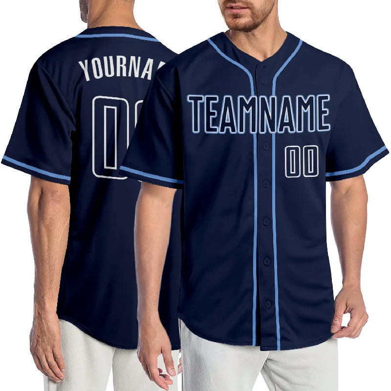 Custom Youth Baseball Jersey-Custom Navy Navy-Light Blue Authentic Baseball Jersey