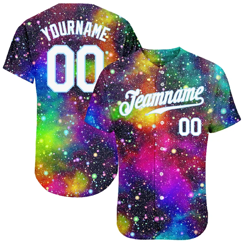 Custom Baseball Jersey for Event-Custom Galactic White-Light Blue 3D Authentic Baseball Jersey