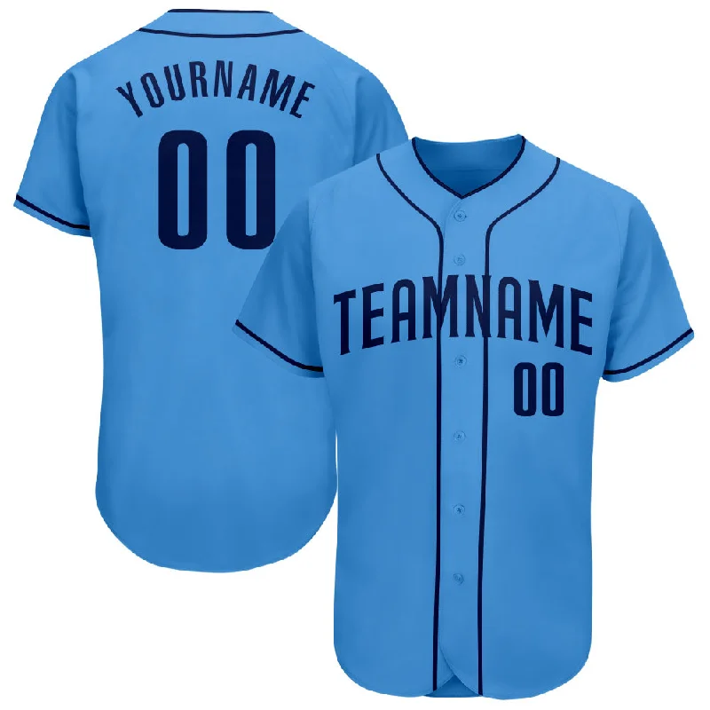 Baseball Jersey for Away Games-Custom Powder Blue Navy Authentic Baseball Jersey