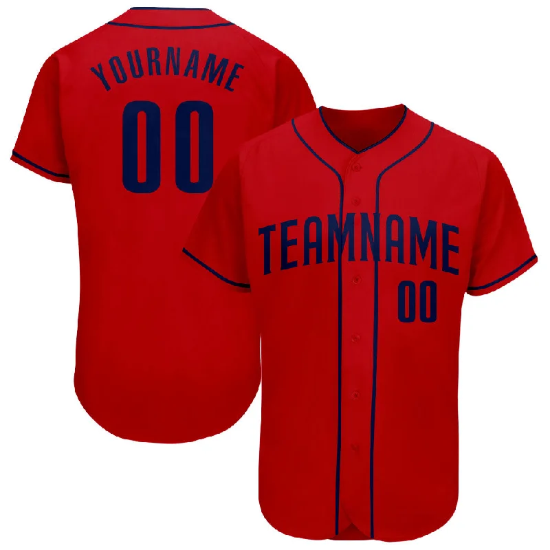 Custom Baseball Jersey with Team Name-Custom Red Navy Authentic Baseball Jersey