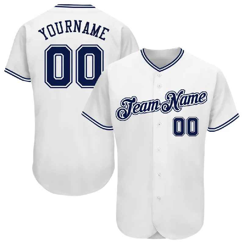 Retro Baseball Jersey-Custom White Navy Authentic Baseball Jersey