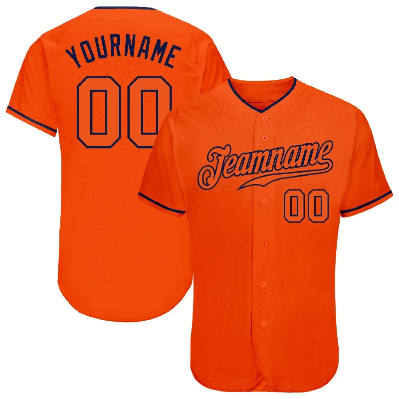 Customizable Baseball Jersey-Custom Orange Orange-Navy Authentic Baseball Jersey