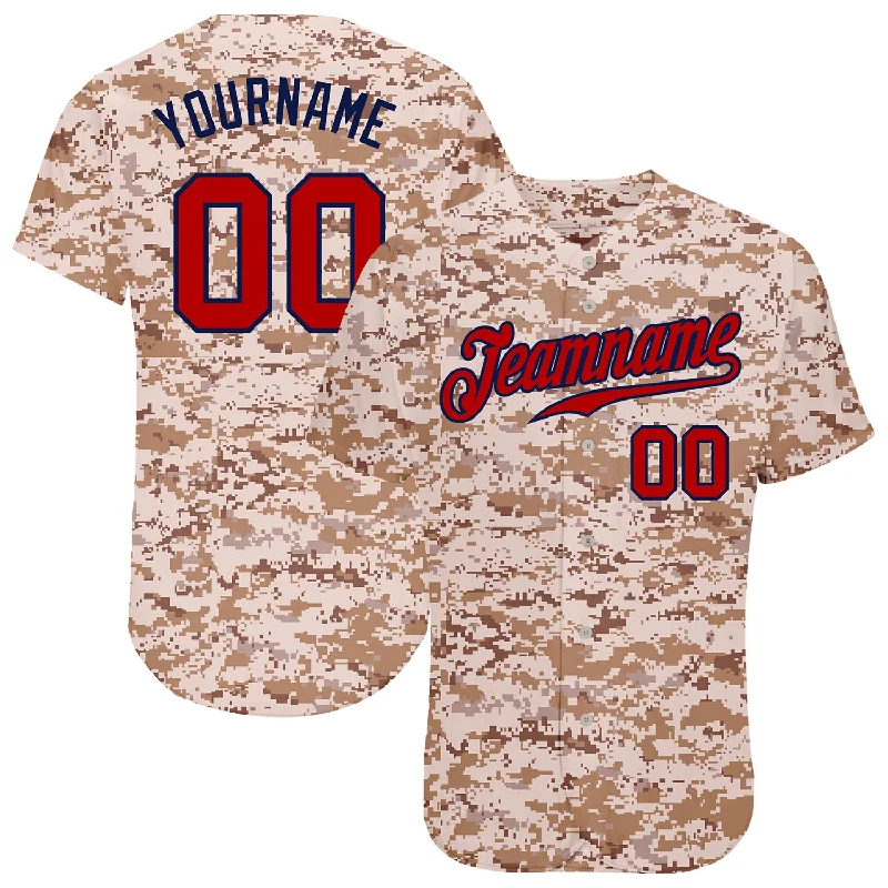 Baseball Jersey for Youth Baseball-Custom Camo Red-Navy Authentic Salute To Service Baseball Jersey