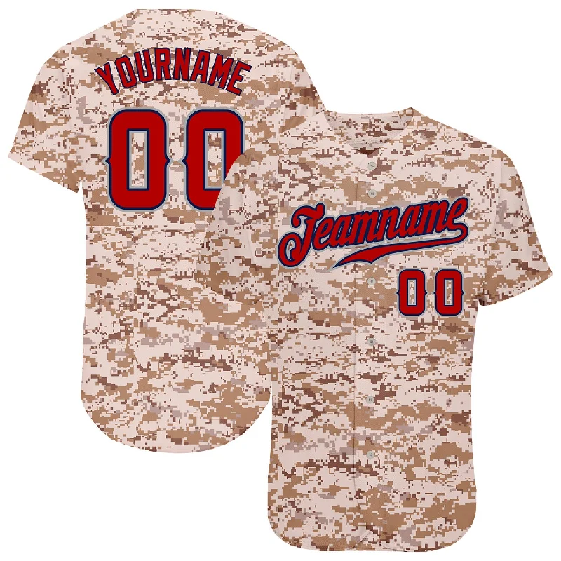 Baseball Jersey for Baseball Leagues-Custom Camo Red-Navy Authentic Salute To Service Baseball Jersey