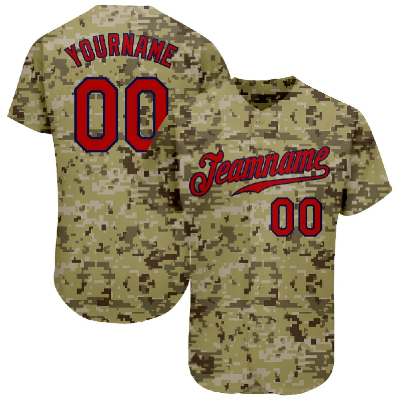 Baseball Jersey with Fan Design-Custom Camo Red-Navy Authentic Salute To Service Baseball Jersey