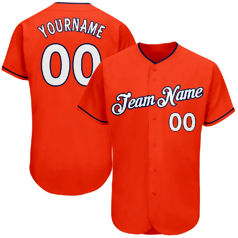 Cheap Baseball Jersey-Custom Orange White-Navy Authentic Baseball Jersey