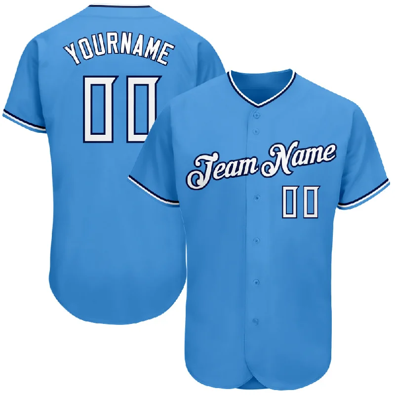 Personalized Baseball Jersey-Custom Powder Blue White-Navy Authentic Baseball Jersey